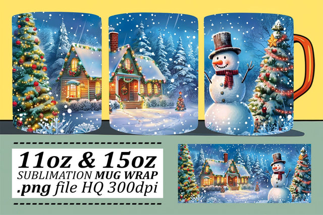 Holiday Christmas Mug Wrap Sublimation - Festive Winter Design 11oz & 15oz Sublimation afrosvg 