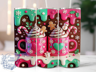 Holiday Cocoa Mugs 20oz Tumbler Wrap, Holiday Cocoa, Festive Mugs, Christmas Theme, Winter Charm, Whimsical Style, Skinny Tumbler, Sublimation PNG Sublimation ToriDesigns 