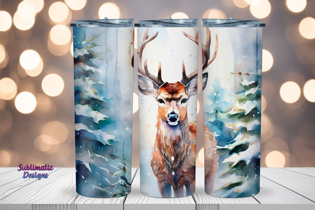 Holiday Deer 20 oz Skinny Wrap | 20 oz Skinny Tumbler Wrap Sublimation Christmas Design Sublimation Sublimatiz Designs 