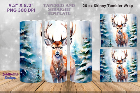 Holiday Deer 20 oz Skinny Wrap | 20 oz Skinny Tumbler Wrap Sublimation Christmas Design Sublimation Sublimatiz Designs 