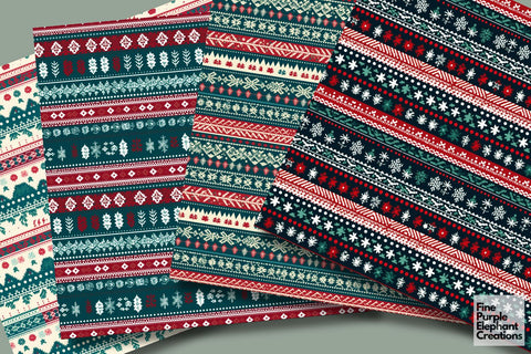 Holiday Fair Isle | Ugly Christmas Sweater Digital Pattern Fine Purple Elephant Creations 