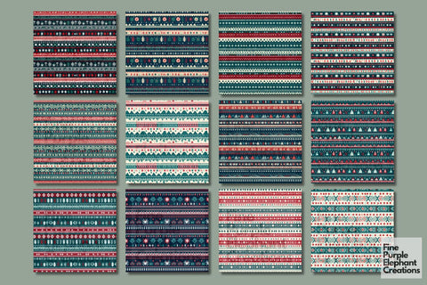 Holiday Fair Isle | Ugly Christmas Sweater Digital Pattern Fine Purple Elephant Creations 