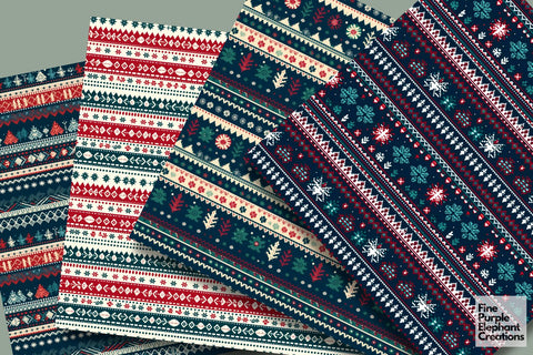 Holiday Fair Isle | Ugly Christmas Sweater Digital Pattern Fine Purple Elephant Creations 