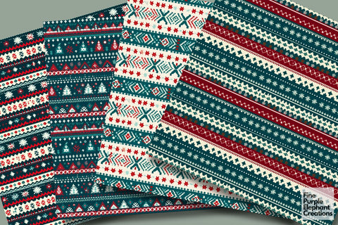 Holiday Fair Isle | Ugly Christmas Sweater Digital Pattern Fine Purple Elephant Creations 