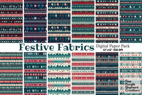 Holiday Fair Isle | Ugly Christmas Sweater Digital Pattern Fine Purple Elephant Creations 