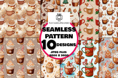 Holiday Favourite Hot Drink Patterns Digital Pattern Natasha Prando 