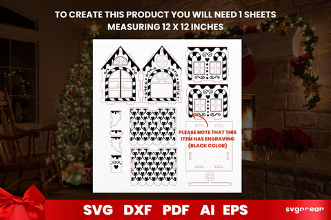 Holiday Gingerbread House Laser Cut SVG SvgOcean 