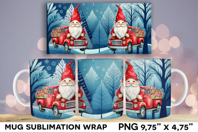 Holiday Gnome Mug Wrap Sublimation Design Sublimation Natasha Prando 