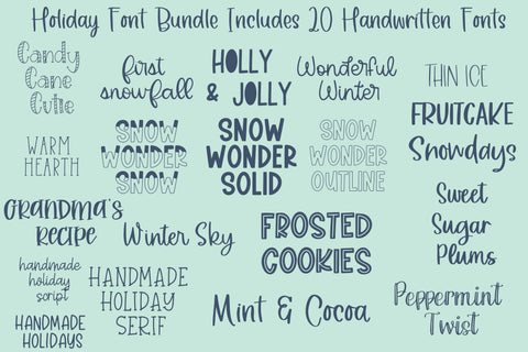 Holiday Handwritten Font Bundle for Cricut, Cute Christmas Handwriting Font Designing Digitals 