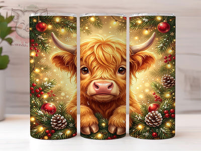 Holiday Highland Cow 20oz Tumbler, Holiday Highland Cow, Highland Cow Holiday, Highland Cow Tumbler, 20oz Tumbler, Holiday Cow, Christmas Highland Cow, Tumbler Wrap Sublimation Lara' s Designs 