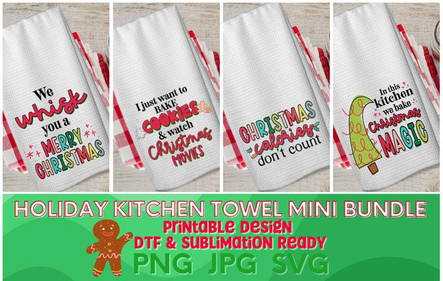 Holiday Kitchen Towel Mini Bundle SVG So Fontsy Design Shop 
