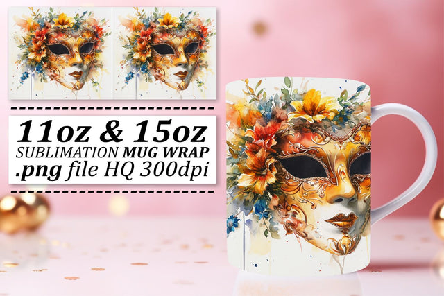 Holiday Masked Creations: Mardi Gras Mug Sublimation Art Sublimation afrosvg 