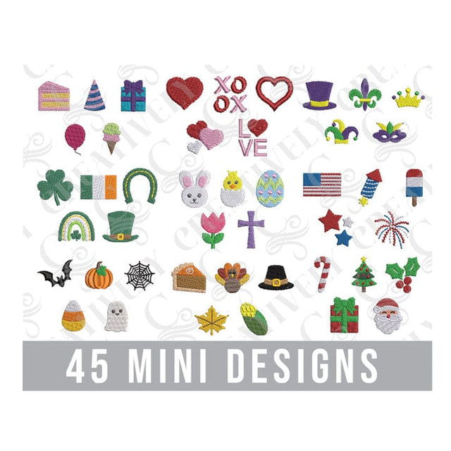 Holiday Mini Embroidery Design Bundle 45 Designs Embroidery/Applique DESIGNS Creatively Embroidery 