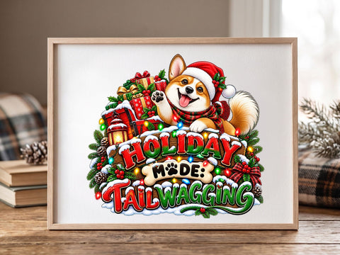Holiday Mode Corgi Christmas PNG SVG artprintfile 