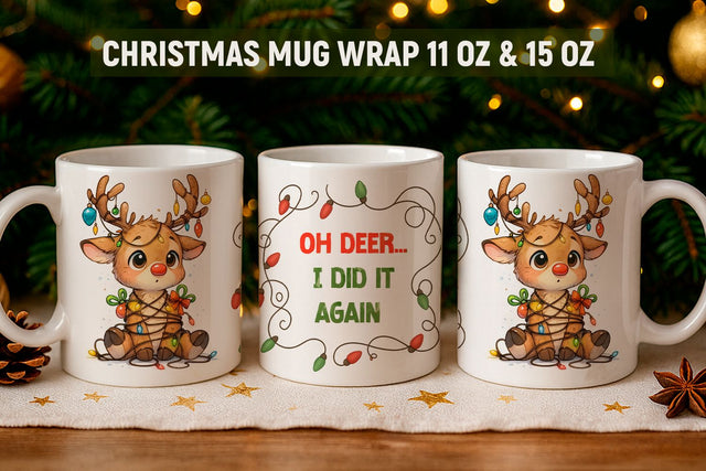 Holiday Mug Wrap Design, Funny Christmas mug wrap Sublimation KMarinaDesign 