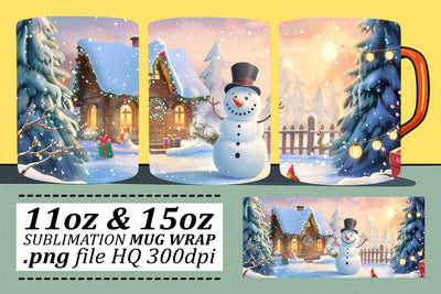 Holiday Mug Wrap for Sublimation - Christmas Winter Scene 11oz & 15oz Sublimation afrosvg 