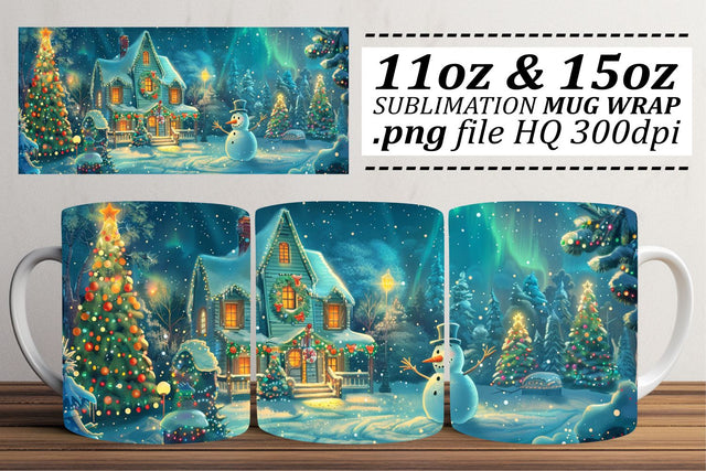 Holiday Mug Wrap Sublimation - Winter Christmas Design for 11oz & 15oz Sublimation afrosvg 