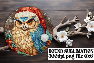 Holiday Owl Circle for Keychain Round Sublimation afrosvg 