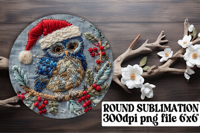 Holiday Owl Round Design Keychain Sublimation afrosvg 