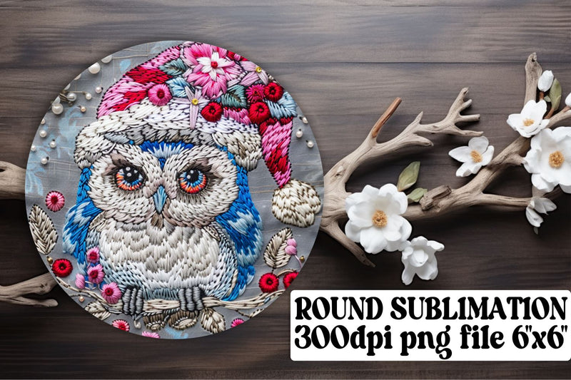 Holiday Owl Round Design Sublimation Sublimation afrosvg 