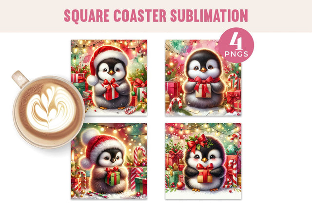 Holiday Penguin Coaster Sublimation Bundle Sublimation BijouBay 