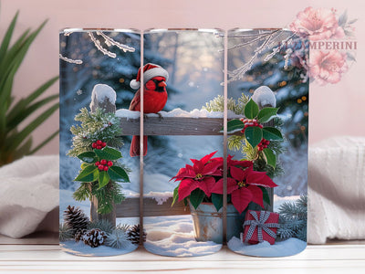 Holiday Red Cardinal Tumbler, Red Cardinal Wrap, Winter Bird Design, Sublimation Cup, 20oz Skinny Tumbler, Nature Christmas Drinkware, Cardinal Holiday Style Sublimation Li Zamperini 