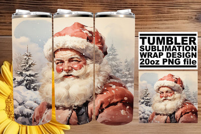 Holiday Retro Christmas Tumbler Wrap - Watercolor 20oz PNG Sublimation afrosvg 