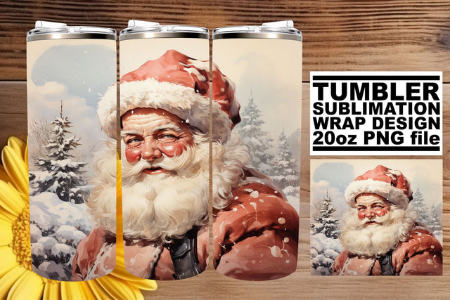 Holiday Retro Christmas Tumbler Wrap - Watercolor 20oz PNG Sublimation afrosvg 
