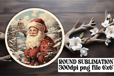 Holiday Retro PNG for Keychain Round Design Watercolor Sublimation afrosvg 