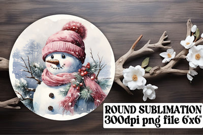 Holiday Retro Round Keychain Design Watercolor Christmas Sublimation afrosvg 