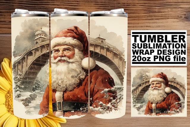 Holiday Retro Tumbler Wrap - Watercolor Christmas Design Sublimation afrosvg 