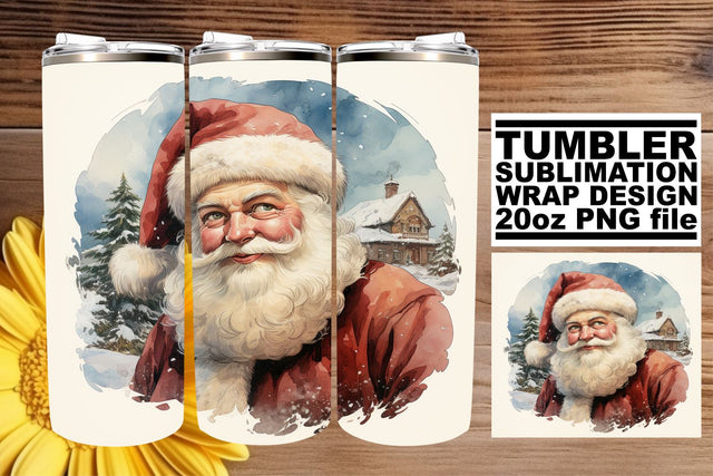 Holiday Retro Wrap for Tumblers - Watercolor Christmas 20oz Sublimation afrosvg 