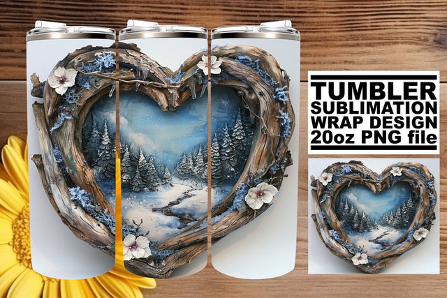 Holiday Scene 3D Heart Frame Tumbler Wrap Sublimation Sublimation afrosvg 