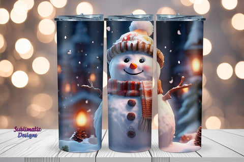 Holiday Snowman 20 oz Tumbler Wrap | 20 oz Skinny Tumbler Wrap Sublimation Christmas Design Sublimation Sublimatiz Designs 