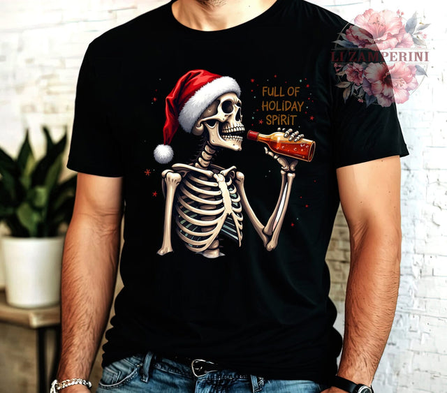 Holiday Spirit, Snarky Skeleton, Sarcastic Christmas, PNG Download, Digital Sublimation, Funny Holiday Art, Skeleton Decor, Dark Humor Christmas Sublimation Li Zamperini 