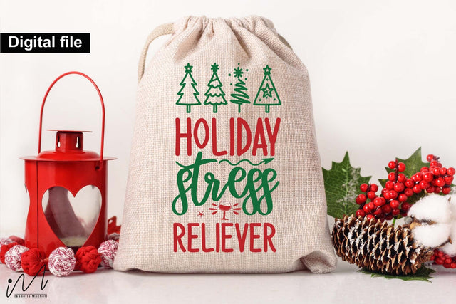 Holiday Stress Reliever SVG – Funny Christmas Wine Bag SVG Isabella Machell 