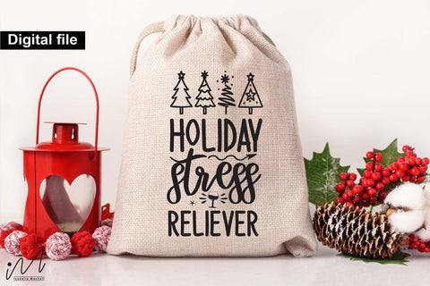 Holiday Stress Reliever SVG – Funny Christmas Wine Bag SVG Isabella Machell 