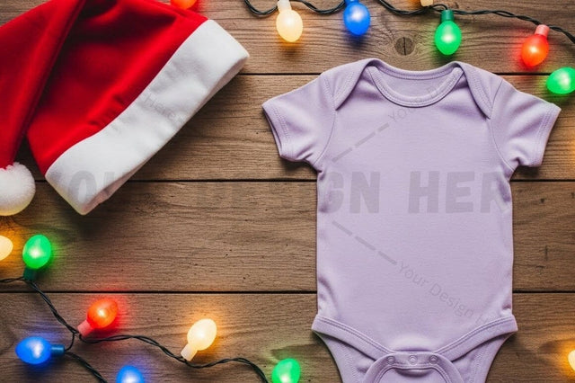 Holiday themed baby onesie Mock Up Photo Designangry 