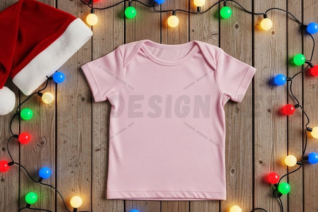 Holiday themed baby pink t-shirt mockup Mock Up Photo Designangry 
