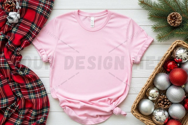 Holiday themed pink t-shirt mockup Mock Up Photo Designangry 