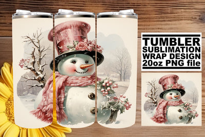 Holiday Tumbler Wrap 20oz - Retro Watercolor Christmas Design Sublimation afrosvg 