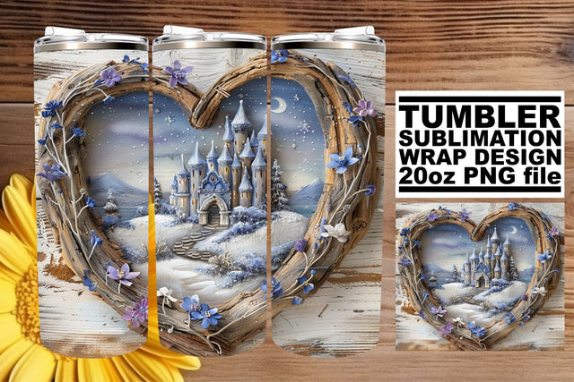 Holiday Tumbler Wrap Christmas 3D Heart Frame Sublimation Sublimation afrosvg 