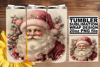 Holiday Tumbler Wrap - Watercolor Retro Christmas Design PNG Sublimation afrosvg 