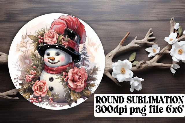 Holiday Watercolor Christmas Keychain Round Design Sublimation afrosvg 