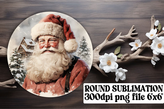 Holiday Watercolor Christmas Keychain Round Design Sublimation afrosvg 