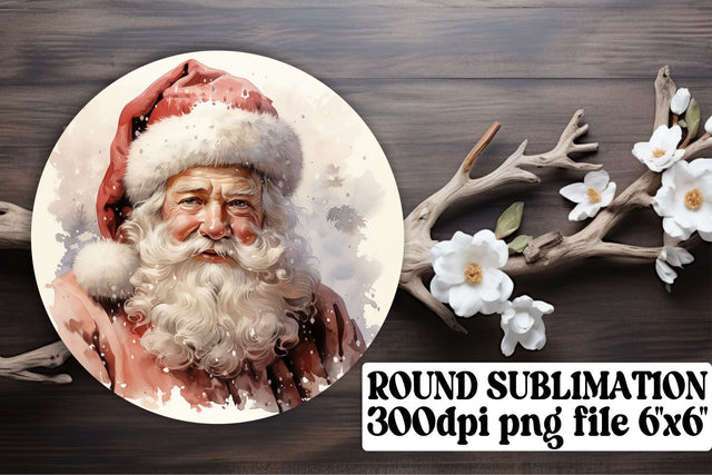 Holiday Watercolor Round Keychain Design Retro Christmas Sublimation afrosvg 