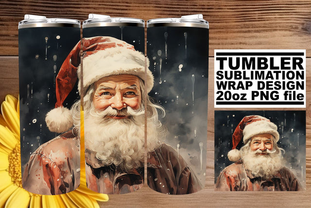Holiday Watercolor Tumbler Wrap - Retro Christmas Pattern Sublimation afrosvg 