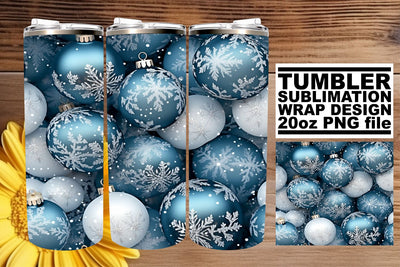 Holiday Winter Tumbler Wrap - 3D Christmas Ornaments 20oz Sublimation afrosvg 