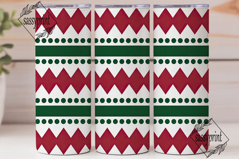 Holiday Zigzag Dot Pattern Tumbler Wrap Sublimation sassyprint 