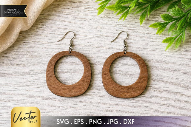 Hollow Round Wooden Earring Laser Cut Vector Template - SVG, EPS, PNG, JPG, DXF Digital Files for Instant Download SVG Designangry 